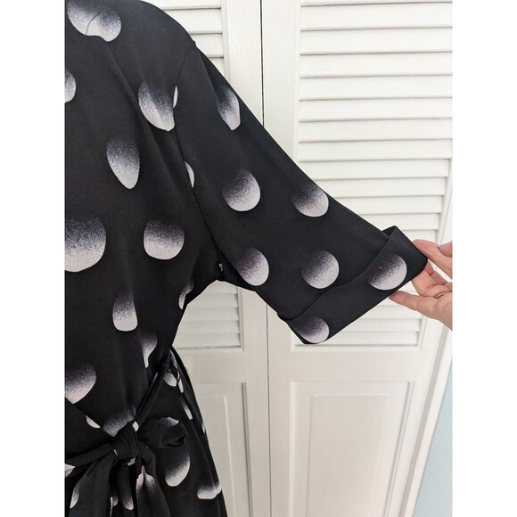Apt. 9 Dress Women's XL Black White Faux Wrap Stretch Polkadot Casual Corpcore - Picture 3 of 12